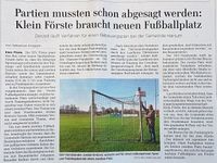 Zeitungsartikel SSV Förste Fussballplatzerweiterung
